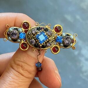 Michal Golan Multicolor on Gold Tone Signed Brooch Pin